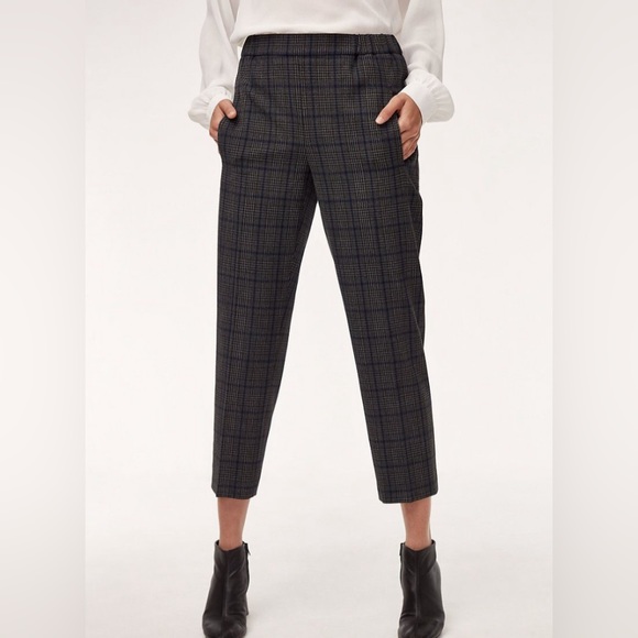 Aritzia Wilfred Darontal Pant in Navy Gray Plaid - Picture 8 of 8